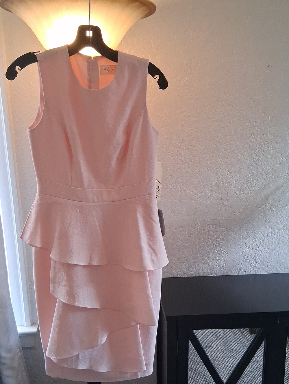 Eliza J Pale Pink Tiered Peplum Sheath Dress